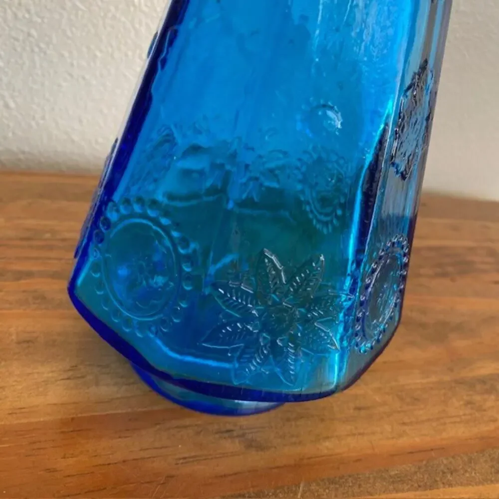 Vintage Wheaton Bottle Blue Glass Christmas Tree Bottle 9 1/2